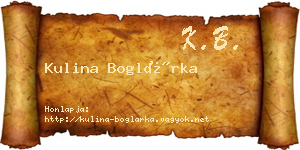 Kulina Boglárka névjegykártya